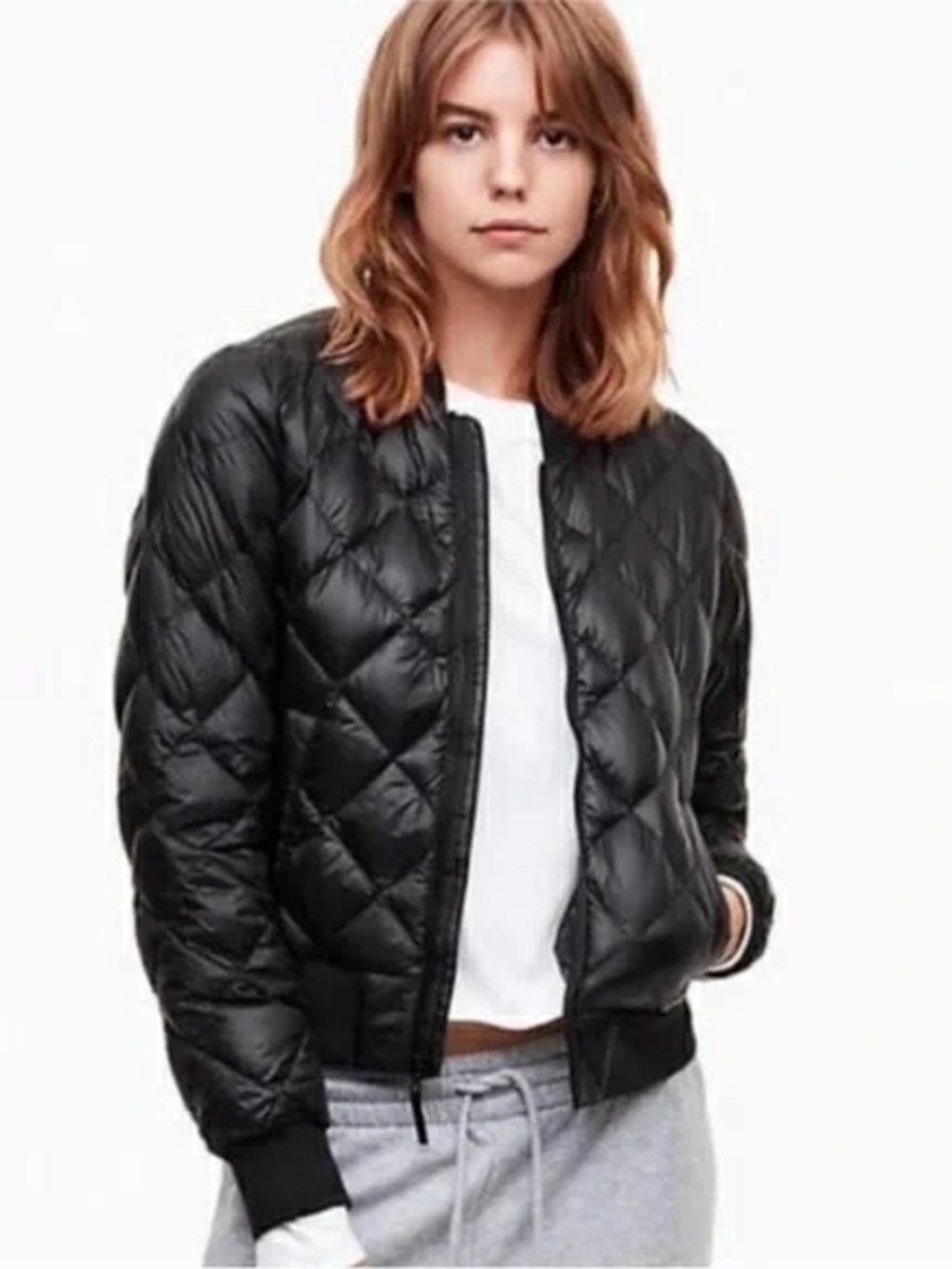 TNA Navy Quilted Puffer Bomber Jacket